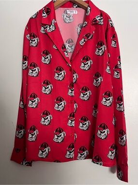 Stewart Simmons women’s Georgia Bulldogs button down blouse shirt XL NWT